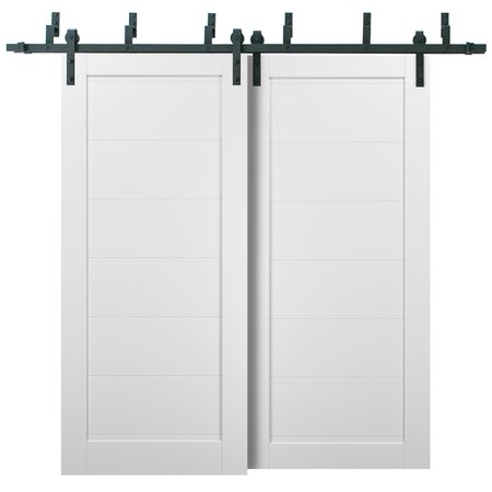 SARTODOORS Barn Bypass Interior Door, 48" x 84", White QUADRO4115BBB-WS-4884